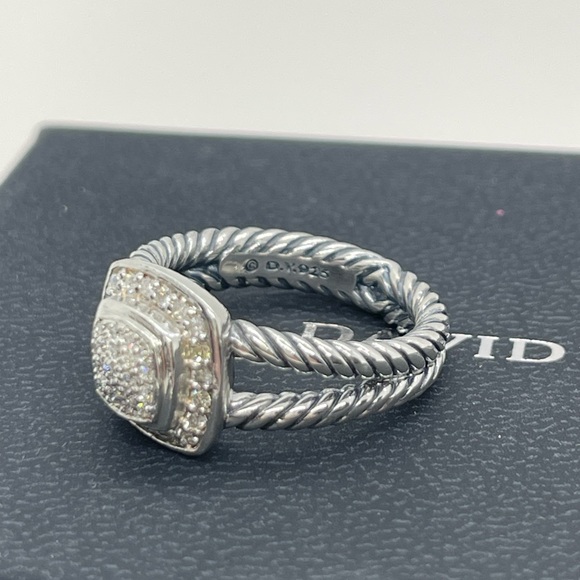 David Yurman Petite Albion Ring Sterling Silver with Pavè Diamonds - Picture 5 of 16
